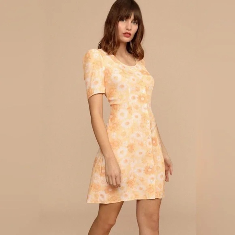 Rouje Soft Peach Floral Mini Dress